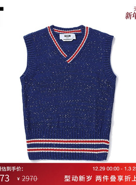 IT MSGM女装V领针织背心新款时髦靓丽亮片缀饰合身马甲上衣19762A