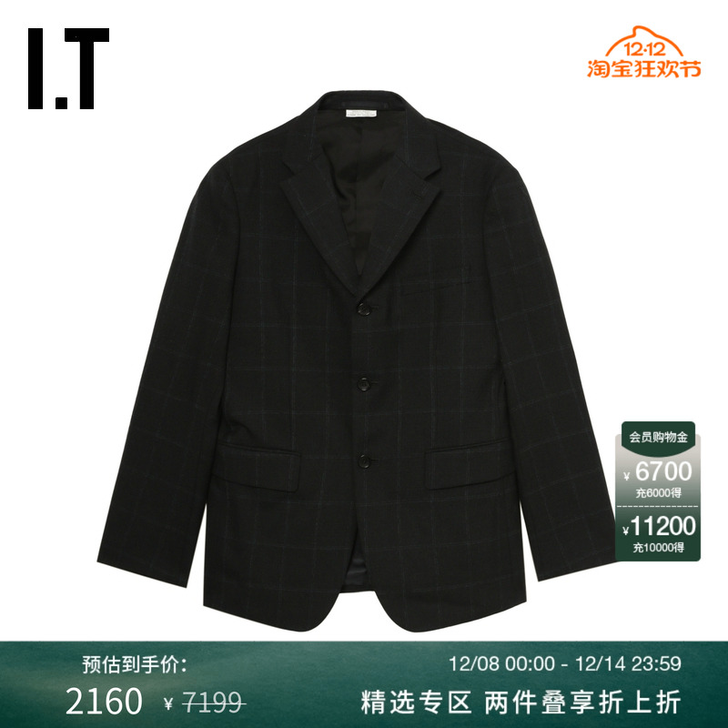 IT合身格纹西装夹克外套