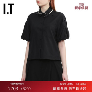 上衣新款 泡泡袖 Rocha女装 优雅复古合身翻领上衣5376B5 Simone