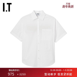 MSGM女装 时尚 短袖 新款 设计感背面开叉纯色衬衣E07315AO 衬衫