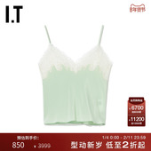 pushBUTTON女装 吊带背心时髦清凉蕾丝拼接合身打底0215FDX