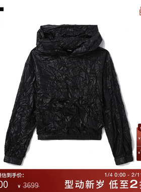 IT We11Done女装短款连帽卫衣新品潮酷个性褶皱感连帽衫088WBKXK