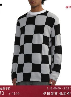 IT CDG COMME des GARCONS HOMME BLACK情侣棋盘格拼接宽松针织衫