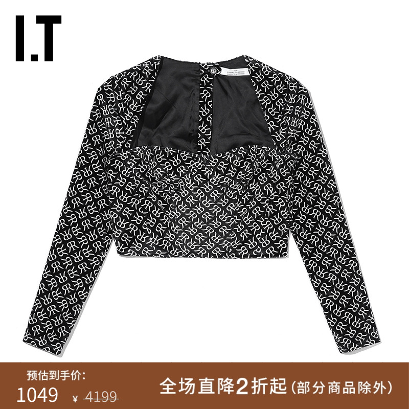 ITROKH露脐丝绒短上衣