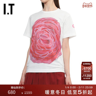 IT CDG COMME des GARCONS GIRL女装手绘图案装饰短袖T恤时尚少女