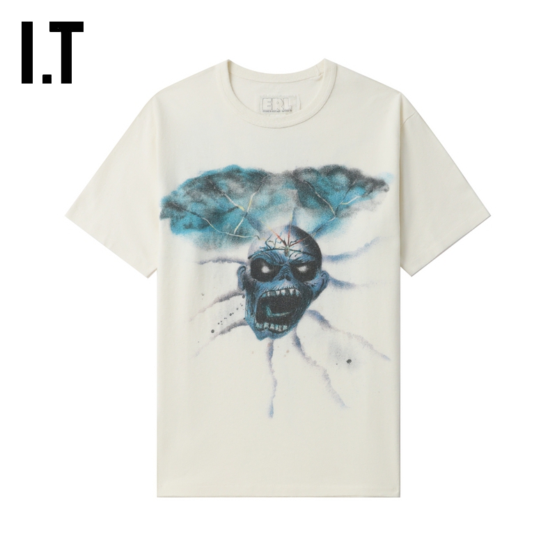 ITERL宽松圆领短袖T恤潮流暗黑