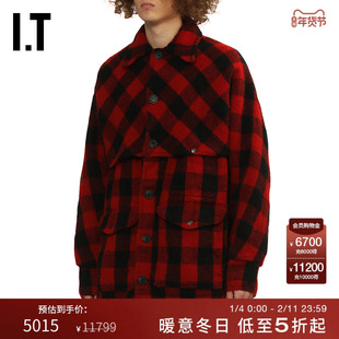 IT JUNYA WATANABE男装格纹羊毛呢夹克新款复古日潮翻领呢子外套