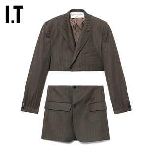 IT HAVRE STUDIO女装西装短裙套装新款解构感分割两件套SSS240XM