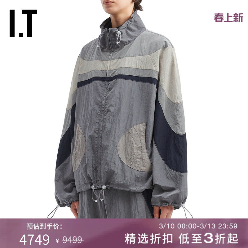 IT ERL男装立领拉链夹克新款复古运动风拼色拼接薄外套11J027MP