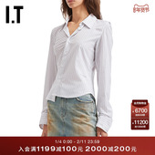 We11Done女装 不对称长袖 衬衫 新款 摩登性感解构感衬衣123WWHXQ