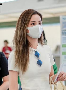 【阿SA同款】IT GROUNDZERO女装V领短袖T恤新款休闲墨镜印花上衣