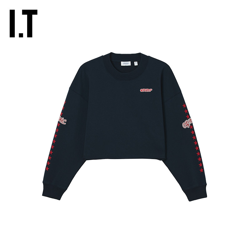 OFF-WHITE&trade;女装新款圆领长袖卫衣复古活力logo字母边饰套头衫