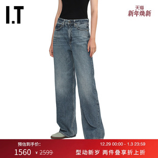 bone女装 阔腿裤 牛仔裤 随性复古宽松水洗长裤 新款 2525BP rag