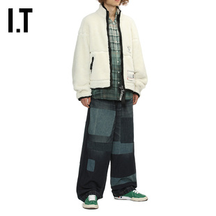 IT Mihara Yasuhiro男装阔腿裤牛仔裤新款拼色拼接长裤5PT124MP