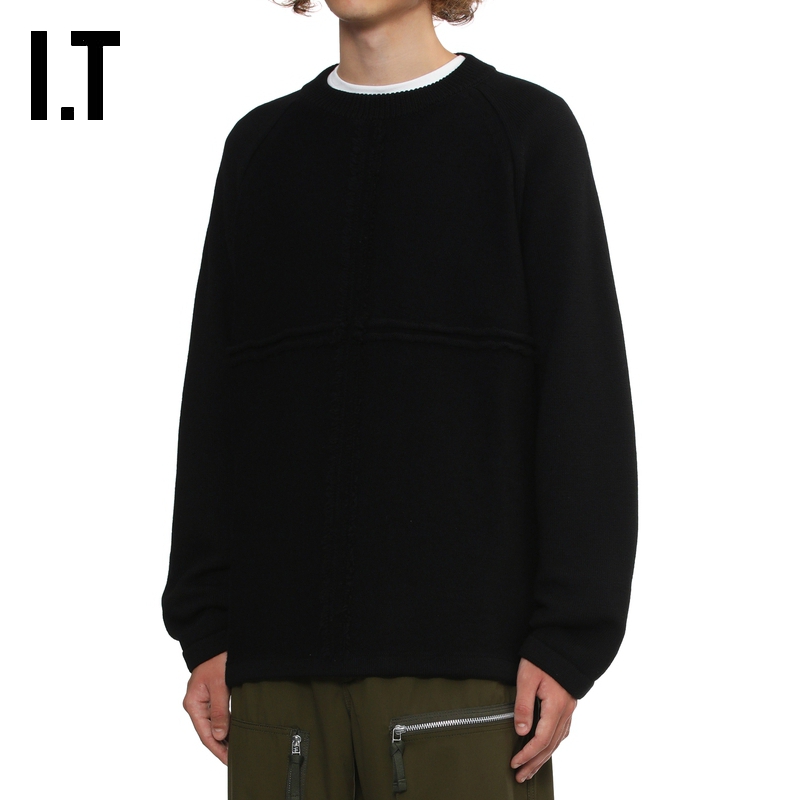 IT毛边装饰宽松圆领针织衫毛衣