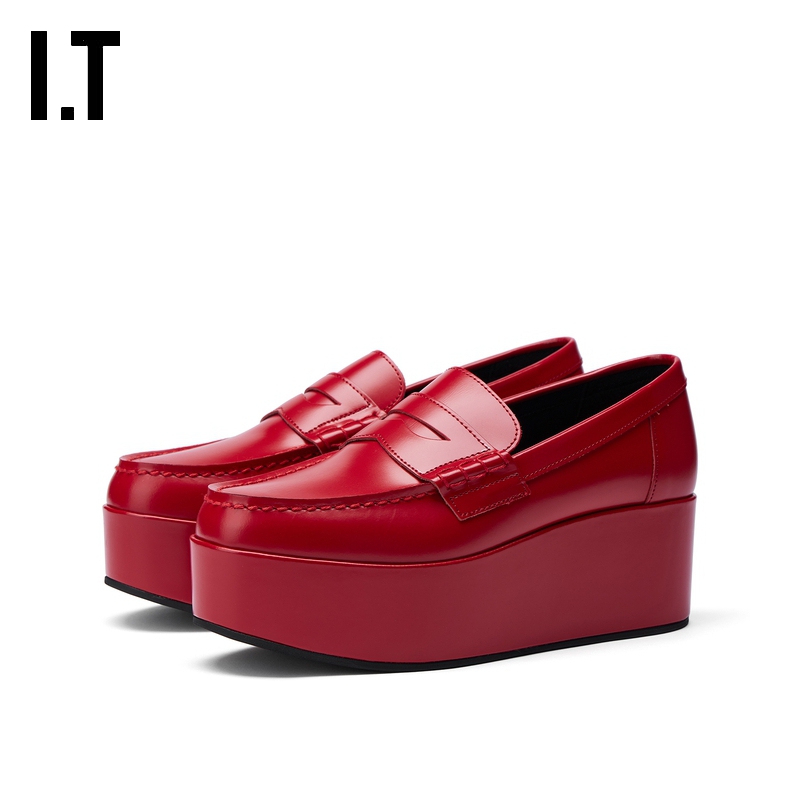 IT CDG COMME des GARCONS GIRL女厚底皮鞋一脚蹬松糕鞋复古少女