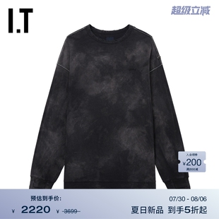 潮酷有型做旧圆领上衣341P01MO JUUN.J男装 水洗磨白长袖 T恤新款