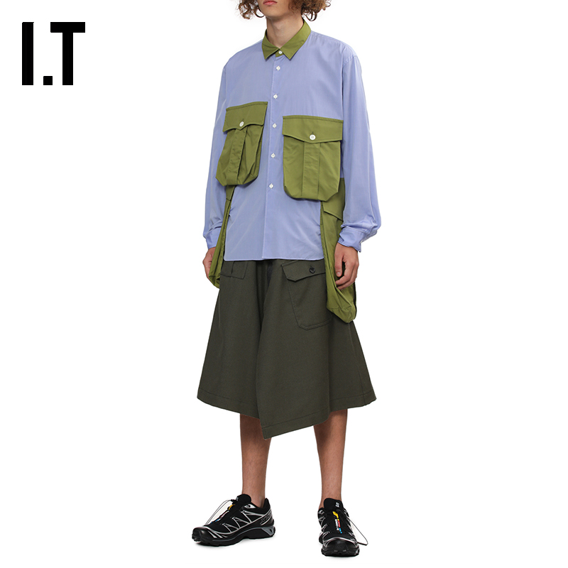 IT立体口袋装饰长袖衬衫