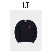 CDG GARÇONS川久保玲女装 PLAY COMME des V领针织衫 爱心缝饰