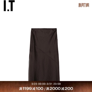 半身裙长裙新款 LANG女装 摩登气质拼接微透直筒裙3012PL HELMUT