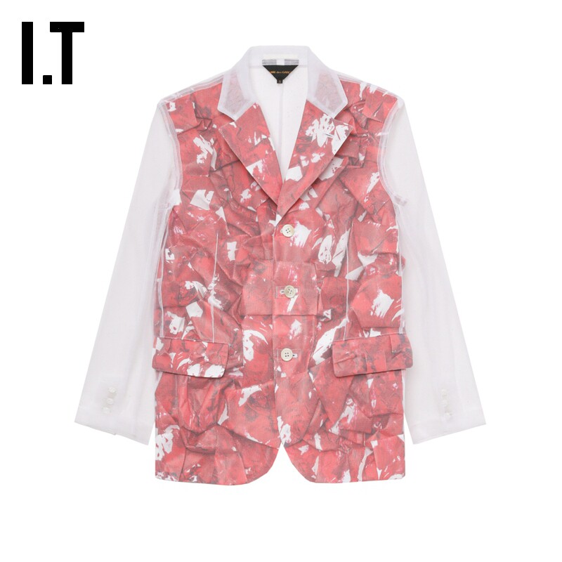 IT CDG COMME des GARCONS女装网纱叠层西装夹克外套新款时尚摩登
