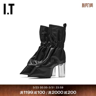 厚底粗跟中筒靴新款 Owens男款 尖头高跟靴小腿靴2844LCMQ Rick