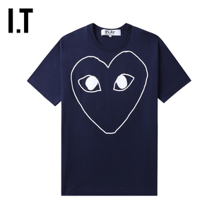 IT CDG PLAY COMME des GARCONS川久保玲情侣爱心logo装饰短袖T恤