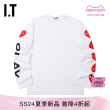 CDG COMME des 长袖 T恤爱心印花LOGO饰62MC GARCONS男装 PLAY