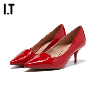 IT KURT GEIGER女款尖头漆皮高跟鞋复古时髦摩登气质细跟鞋ON10PC