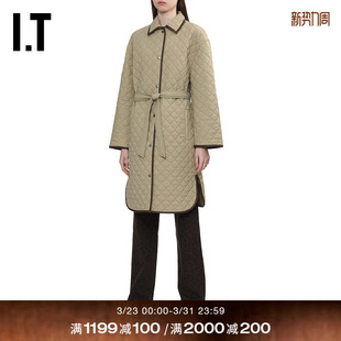 rag 翻领大衣新款 中长款 绗缝棉服长外套RA4B25XQ bone女装