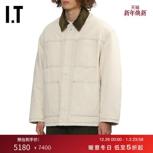 复古工装 翻领排扣牛仔夹克新款 风宽松棉服外套U34106MP AMI男装