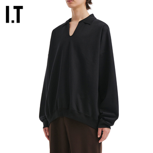 IT MARKAWARE男装宽松翻领卫衣新款随性休闲纯色套头上衣9CS04CMP