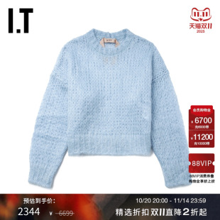 新款 宽松毛绒针织衫 软糯温柔纯色微透薄毛衣067039AL N21女装