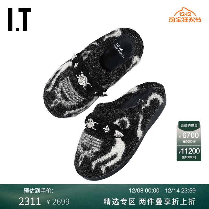 IT TOGA ARCHIVES女款包头穆勒鞋新款潮流酷感毛毛拖鞋AJ601BLP