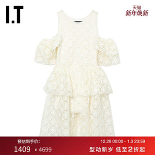 连衣裙新款 无袖 FANG女装 优雅气质透视蕾丝叠层小礼服裙 SUSAN