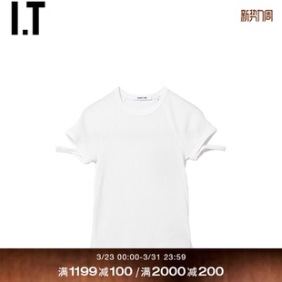 圆领短袖 LANG女装 T恤新款 个性 罗纹上衣505C7JXQ 时尚 HELMUT