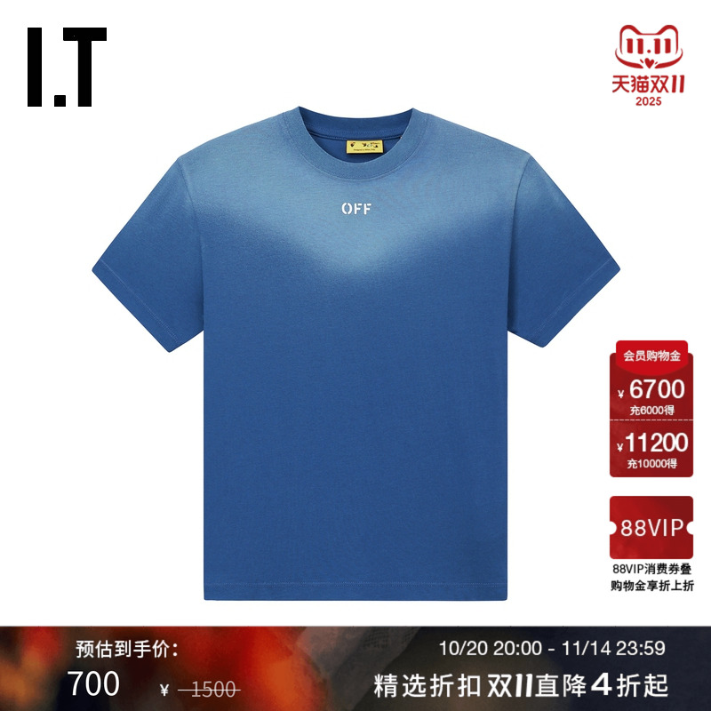 ITOFF-WHITE™渐变磨白短袖T恤