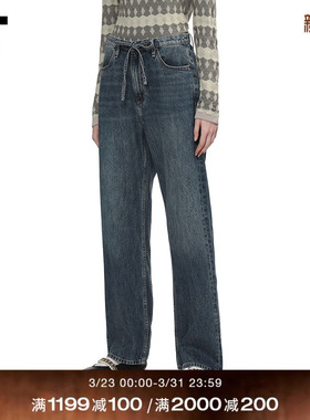 IT rag & bone女装宽松牛仔裤长裤新款系带水洗直筒裤DEH1RDXQ