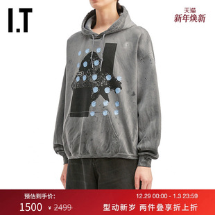 潮流街头做旧效果连帽衫 宽松连帽卫衣新款 T019MP WESTFALL男装