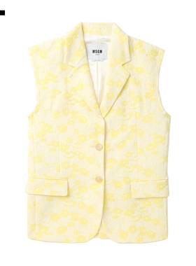 IT MSGM女装宽松西装马甲新款摩登时髦满幅提花无袖西服G13101AO