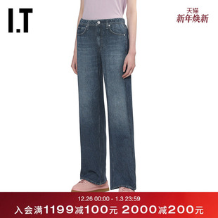 bone女装 宽松牛仔长裤 新款 仔裤 水洗磨白直筒裤 RC1325XQ rag