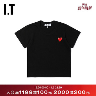COMME PLAY des GARÇONS川久保玲童装 T恤圆领爱心缝饰 短袖 CDG