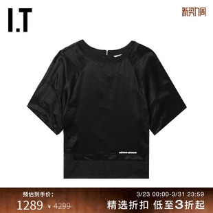 短袖 DEMOO女装 上衣新款 时尚 41099AXO 解构感假两件拼接半袖