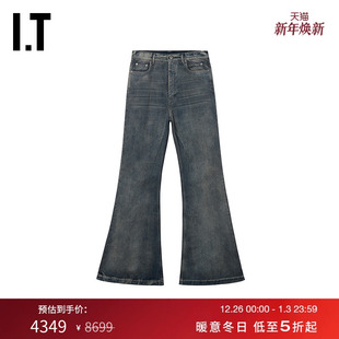 喇叭裤 Owens男装 牛仔裤 新款 复古街头水洗磨白做旧长裤 Rick