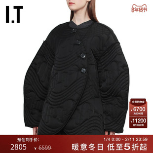 IT 日本ENFÖLD女装廓形绗缝夹克新款时髦设计感圆弧门襟无领外套