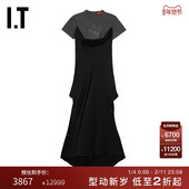 叠层拖地长裙23D48XL 欧美时尚 Commission女装 假两件连衣裙新款