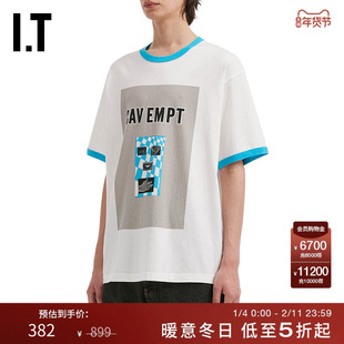 IT C.E男装撞色包边短袖T恤新款潮流个性图案印花宽松半袖28T20MP
