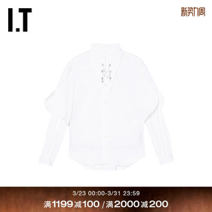 ninomiya女装 长袖 上衣新款 气质假两件拼接衬衫 kei 时尚 noir