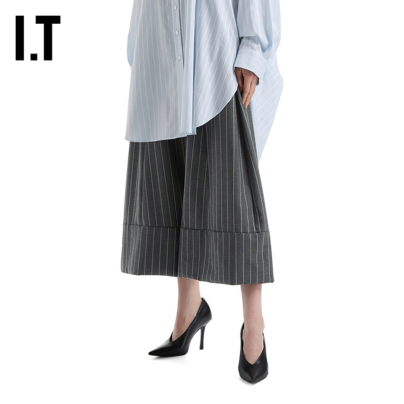 IT 日本ENFÖLD女装阔腿九分裤新款文艺气质竖条纹露踝裤731691X,女装/女士精品,休闲裤,淘宝优惠券,粉丝福利购,淘宝优惠卷