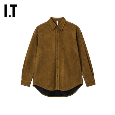ITWITTHLOVE麂皮感长袖衬衫
